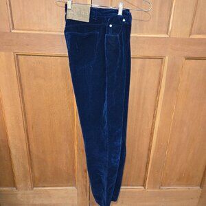 Liz Claiborne Women's Velour Pants Navy Blue 5 Pocket with Zipper Size 8